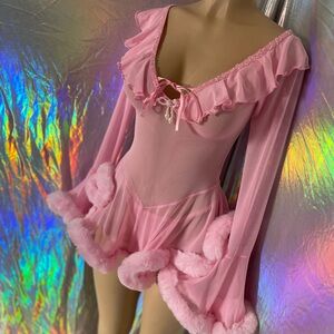 Pink Pearl Fur Dress